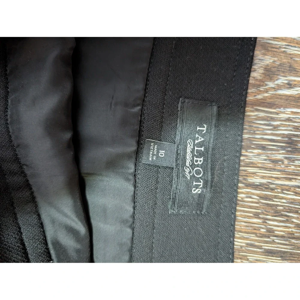 Talbots Black 100% Wool Pencil Skirt Side Zip Lined Career Size 10